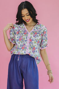 Hopeful Days Floral Top In Ecru