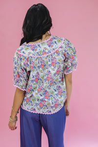 Hopeful Days Floral Top In Ecru