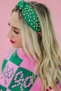 Trend Alert Rhinestone Headband In Kelly Green