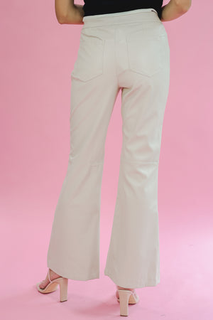 The Maddox Faux Leather Pants In Bone