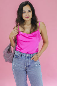 Rodeo Ready Satin Tank In Magenta