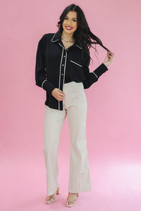 The Maddox Faux Leather Pants In Bone