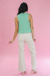 Lucky Charm Houndstooth Vest In Kelly Green