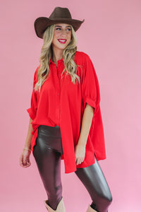 Love Locked Shift Top In Red