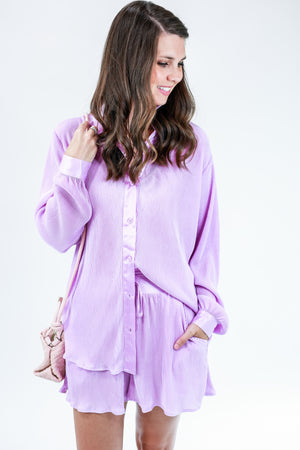 Final Destination Pleated Top In Lavender