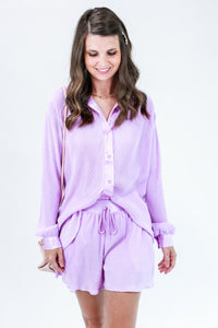 Final Destination Pleated Top In Lavender