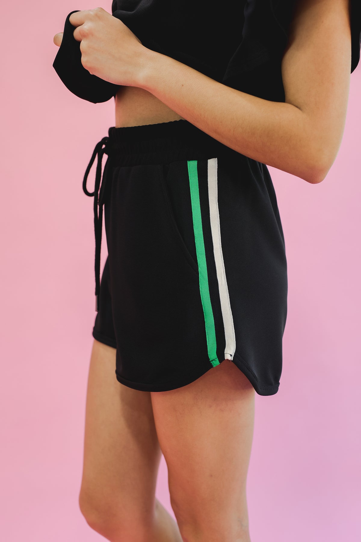 Ready For Take Off Ribbed Shorts - Black