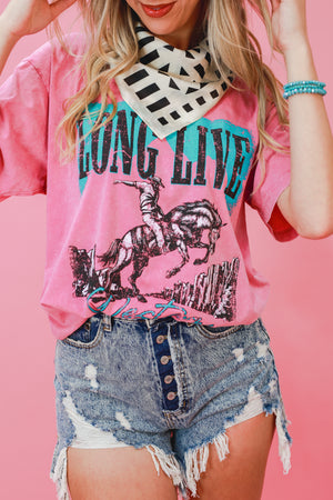 Long Live Western Tee In Pink