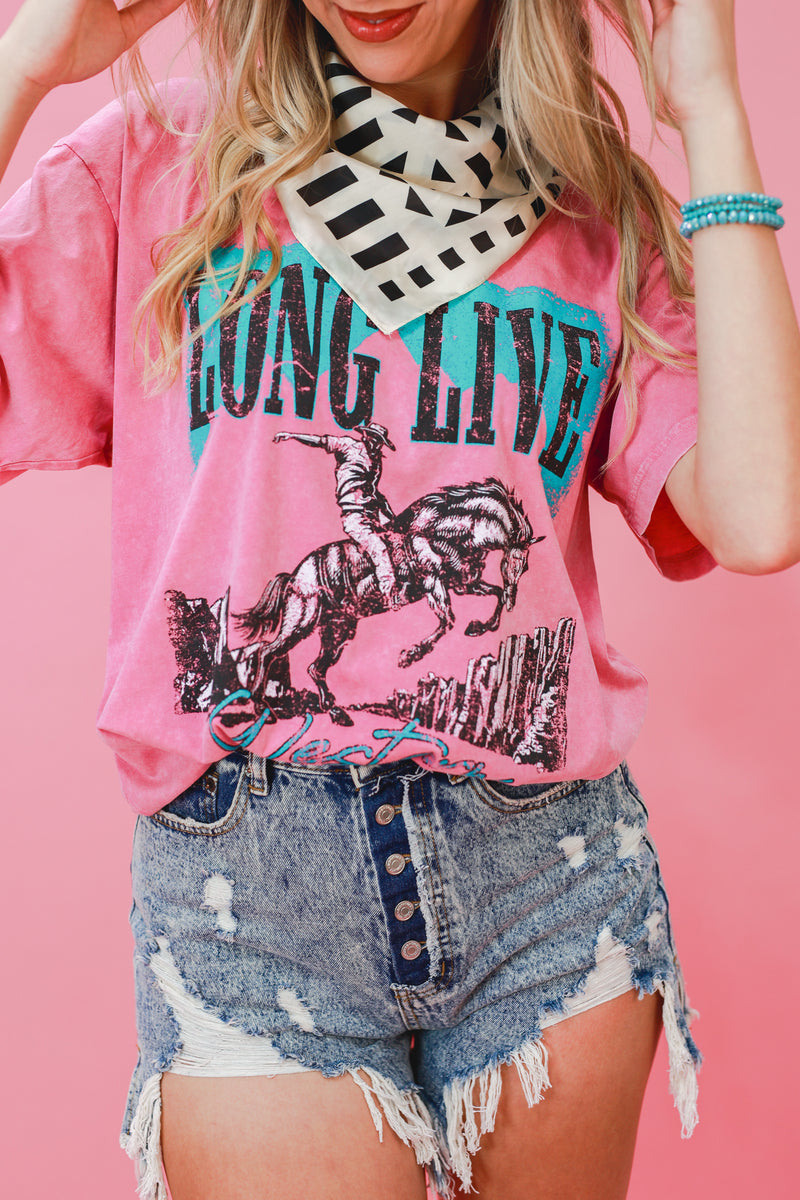 Long Live Western Tee In Pink