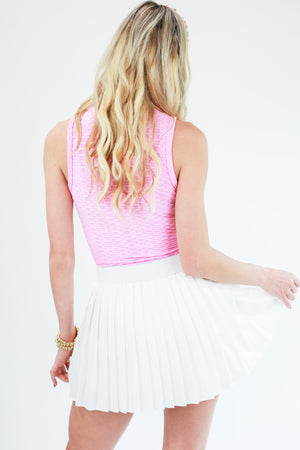 Resort Style Textured Bodysuit In Pink