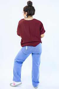 Living With Style Shift Top In Burgundy