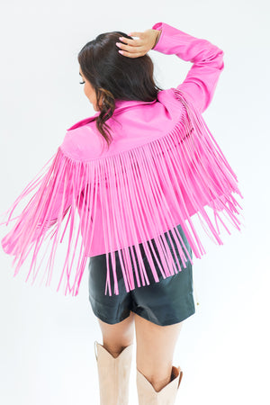 Strike The Match Faux Leather Fringe Jacket