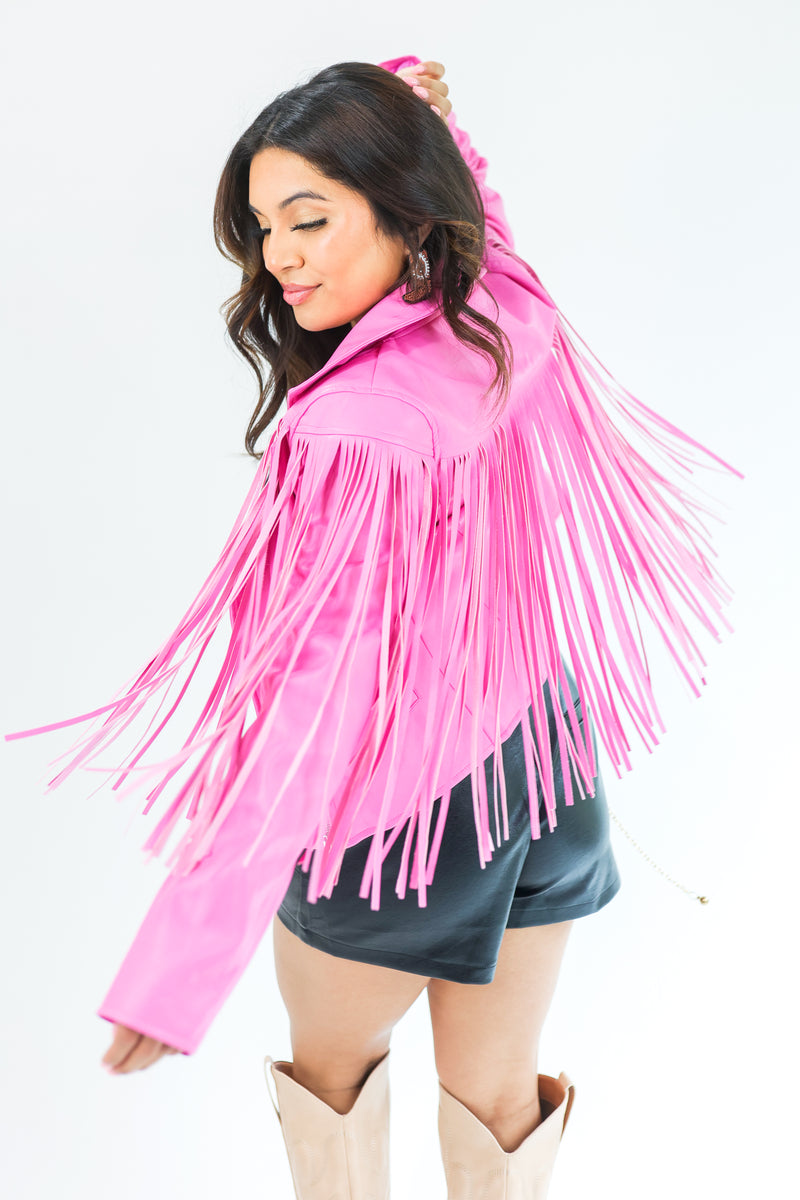 Strike The Match Faux Leather Fringe Jacket