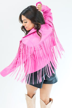 Strike The Match Faux Leather Fringe Jacket