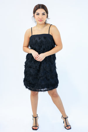 Cuter In Tassels Dress In Black