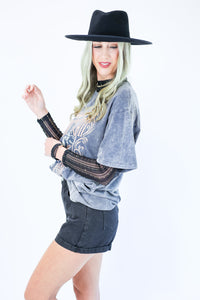 Stardom Metallic Mesh Top In Black