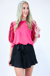 Outshine Sequin Shift Top In Fuchsia