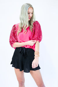 Outshine Sequin Shift Top In Fuchsia