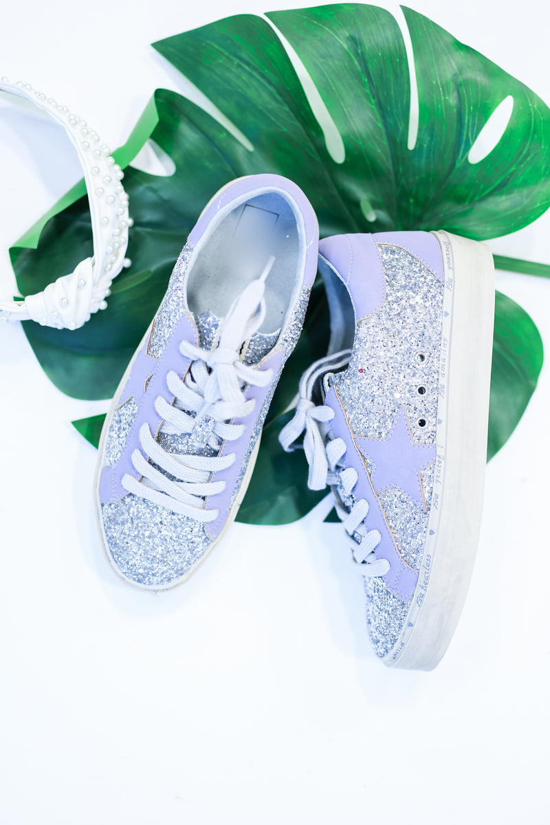 The Pixie Sneaker In Silver Sparkle