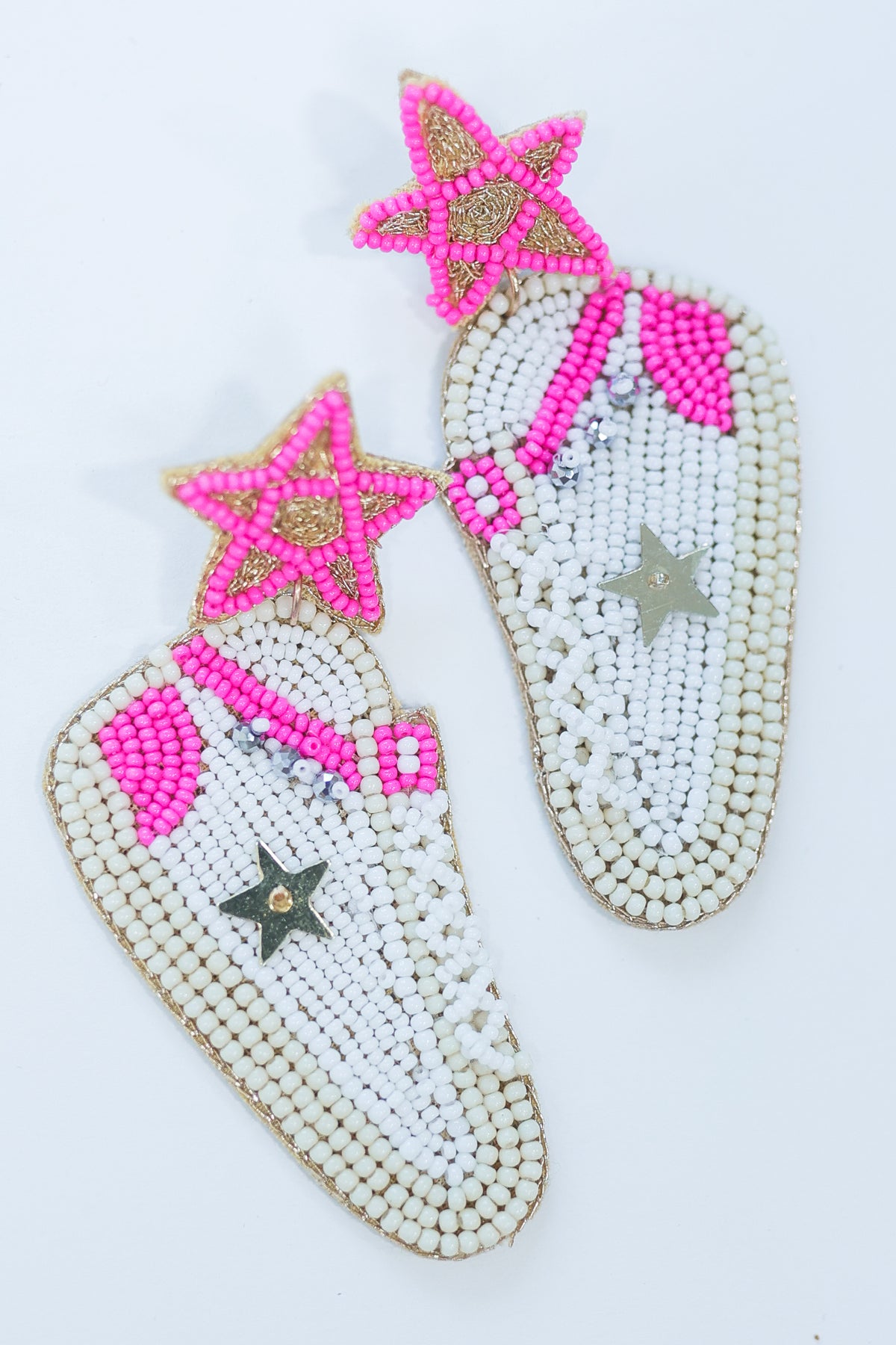 Sporty Spice Star Sneaker Earrings In Hot Pink