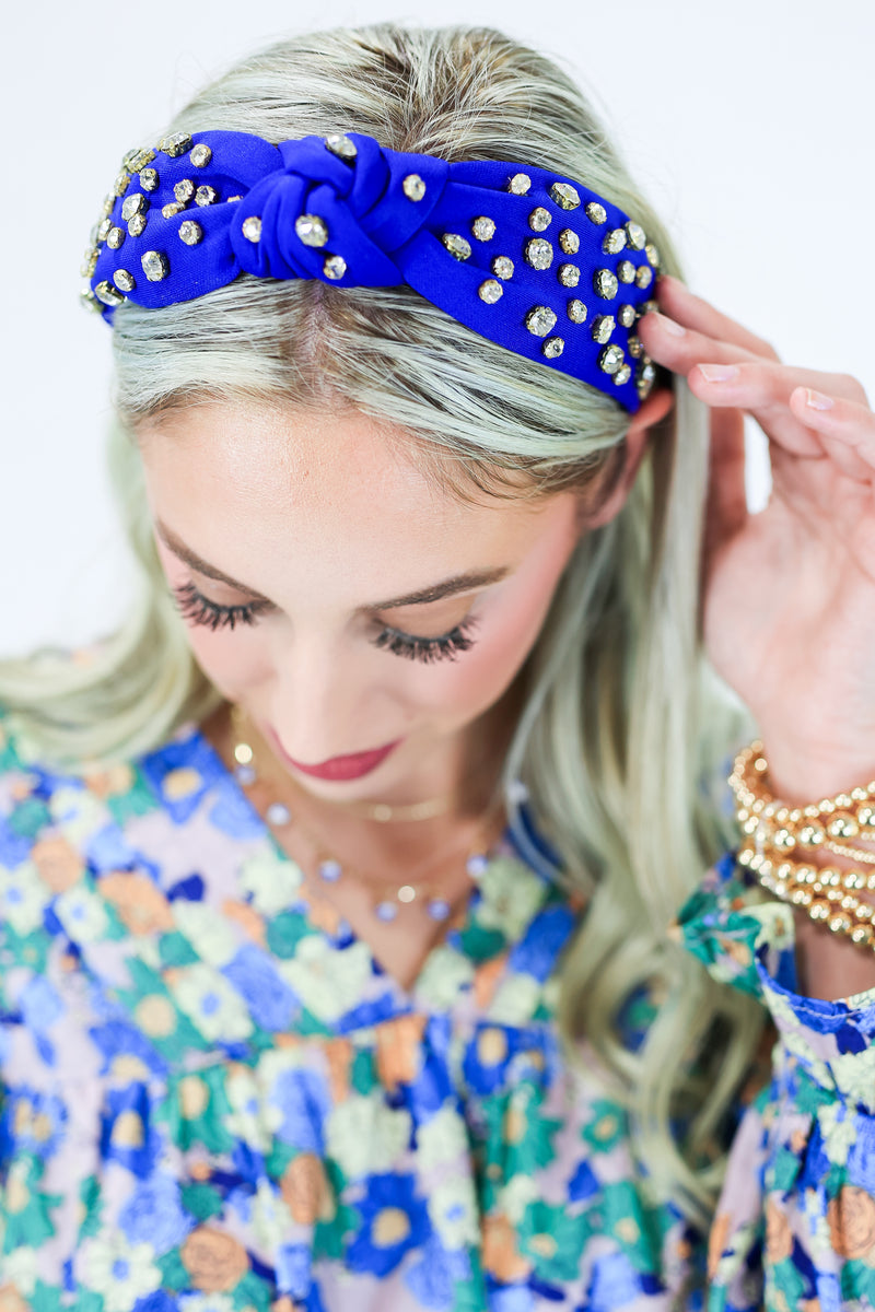 Trend Alert Rhinestone Headband In Royal