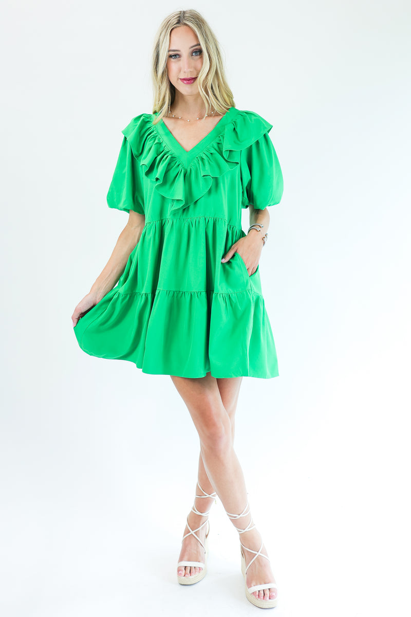 Queen Of Cards Dress In Kelly Green