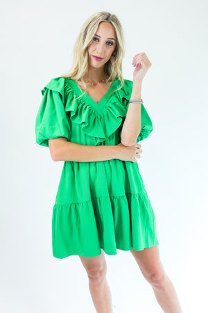 Queen Of Cards Dress In Kelly Green