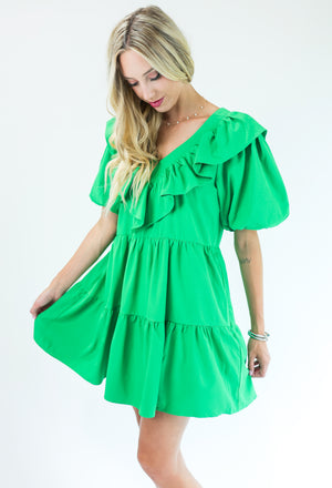 Queen Of Cards Dress In Kelly Green