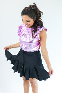 Style Report Ruffle Skort In Black