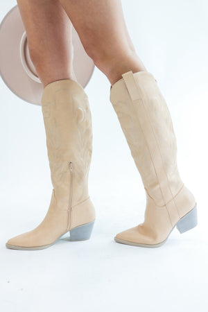 The Ryan Knee High Boot In Light Tan