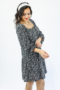 Embrace Sweetness Floral Print Dress In Black