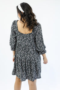 Embrace Sweetness Floral Print Dress In Black