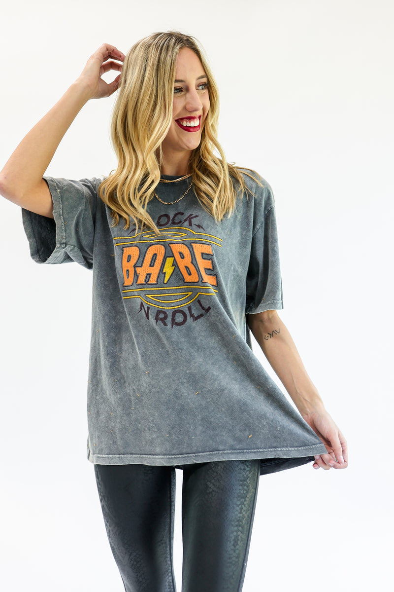 BABE Rock N' Roll Tee In Denim