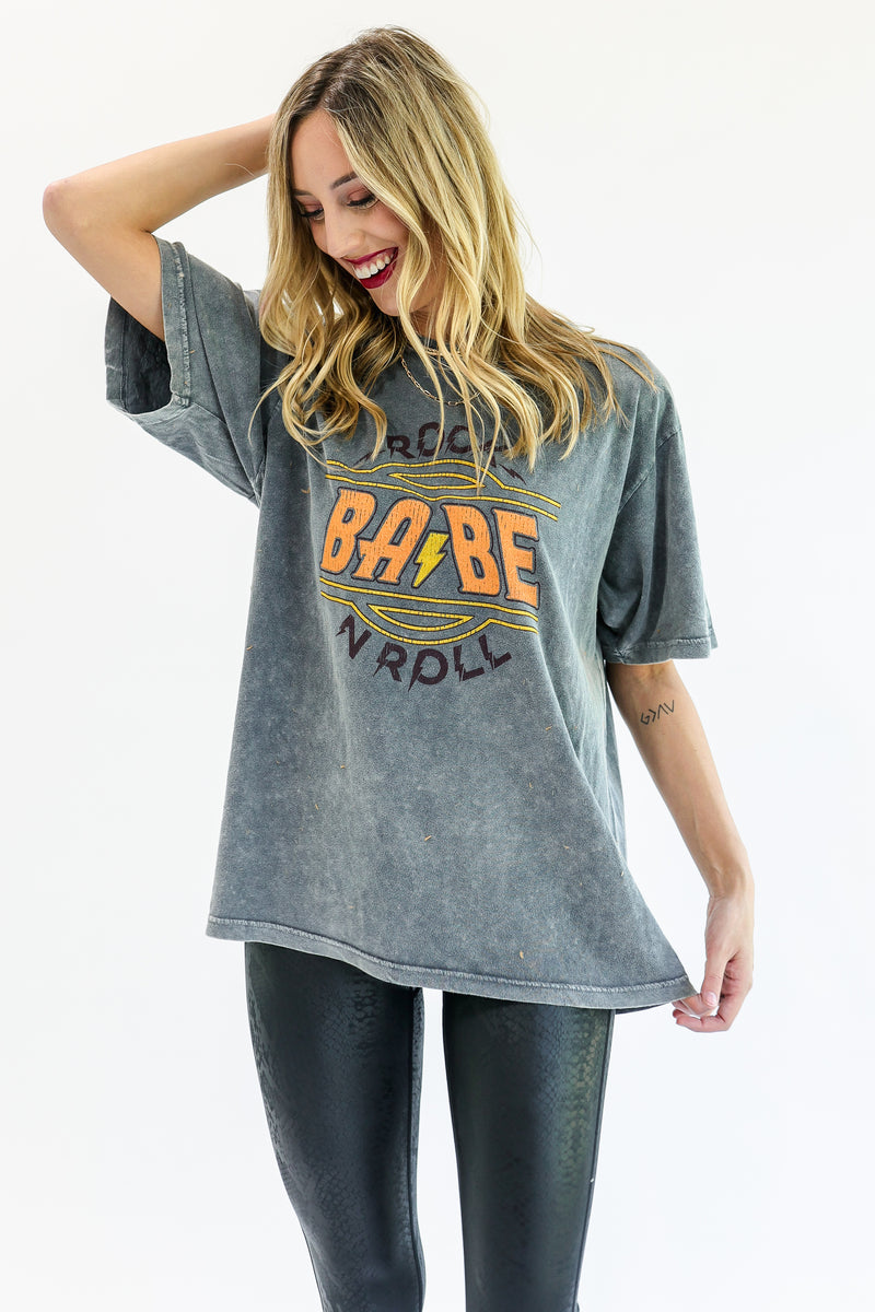 BABE Rock N' Roll Tee In Denim