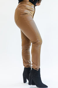 The Leah Faux Leather Pants In Camel