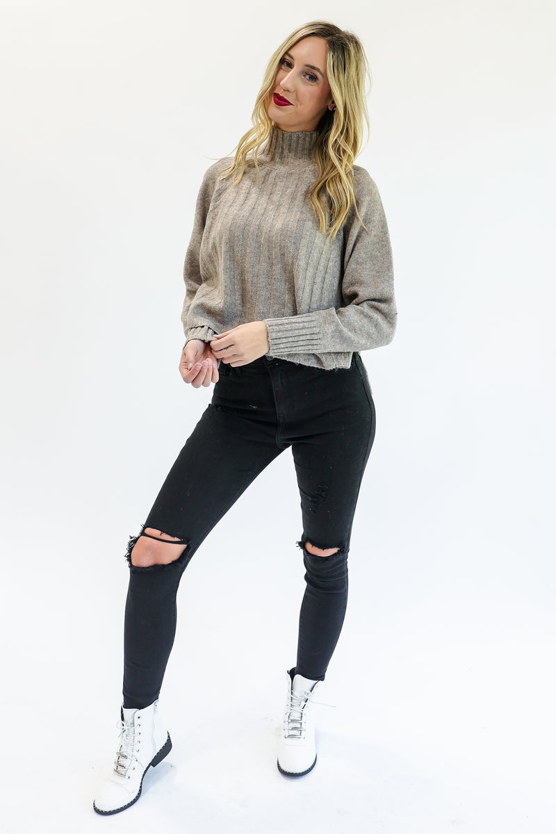 Casual Attitude Sweater In Warm Taupe