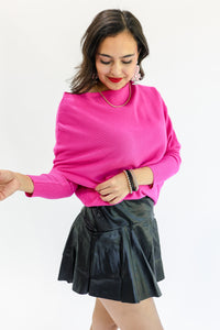 Cool Retreat Dolman Sweater In Hot Pink