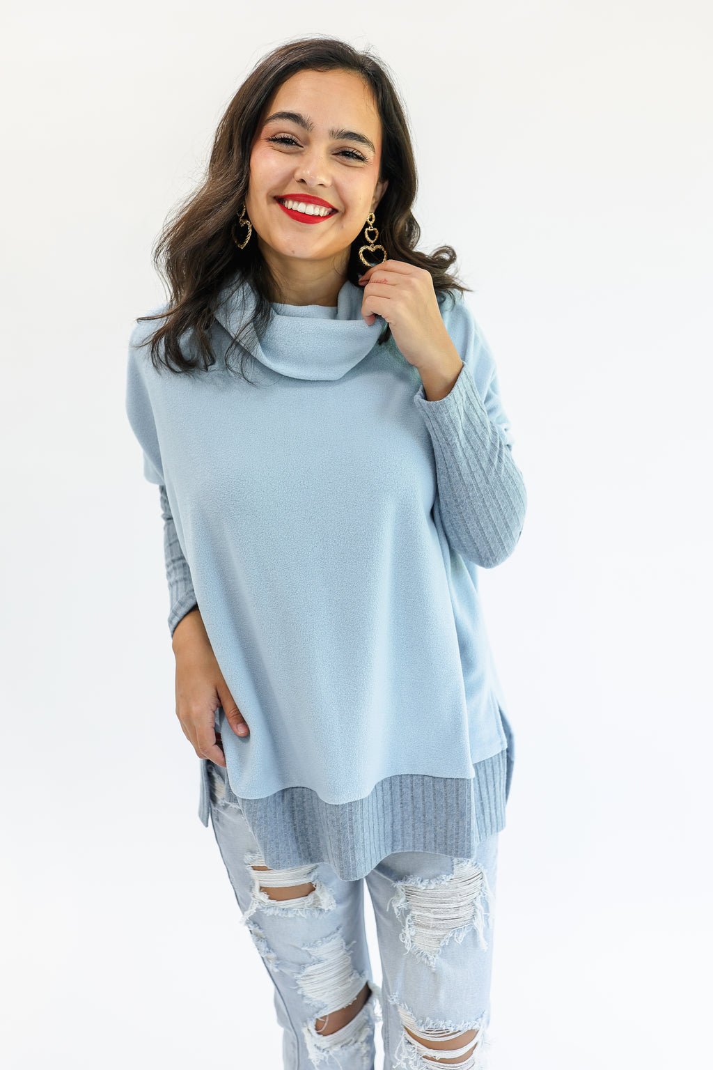 Breckenridge Vacay Sweater In Baby Blue