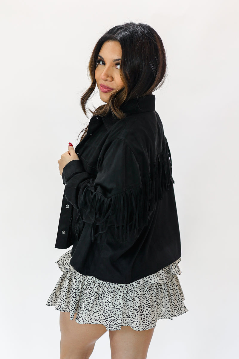 Rodeo Queen Fringe Jacket In Black