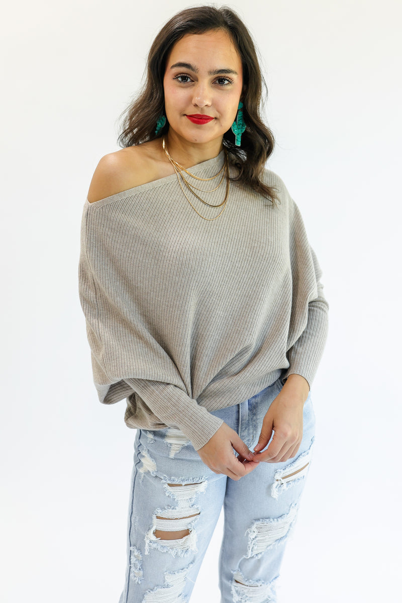 Cool Retreat Dolman Sweater In Oatmeal