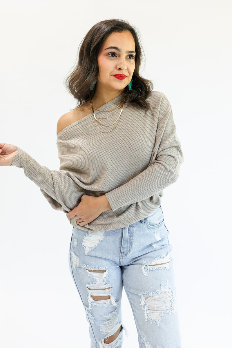 Cool Retreat Dolman Sweater In Oatmeal