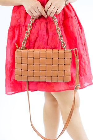 Big Move Woven Crossbody In Light Brown