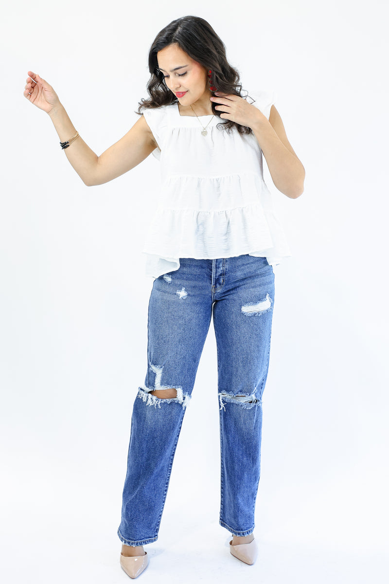 World Traveler Tiered Tank In White