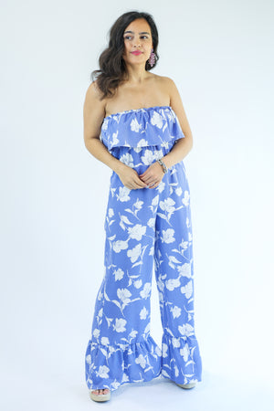 Epic Floral Jumpsuit In Blue