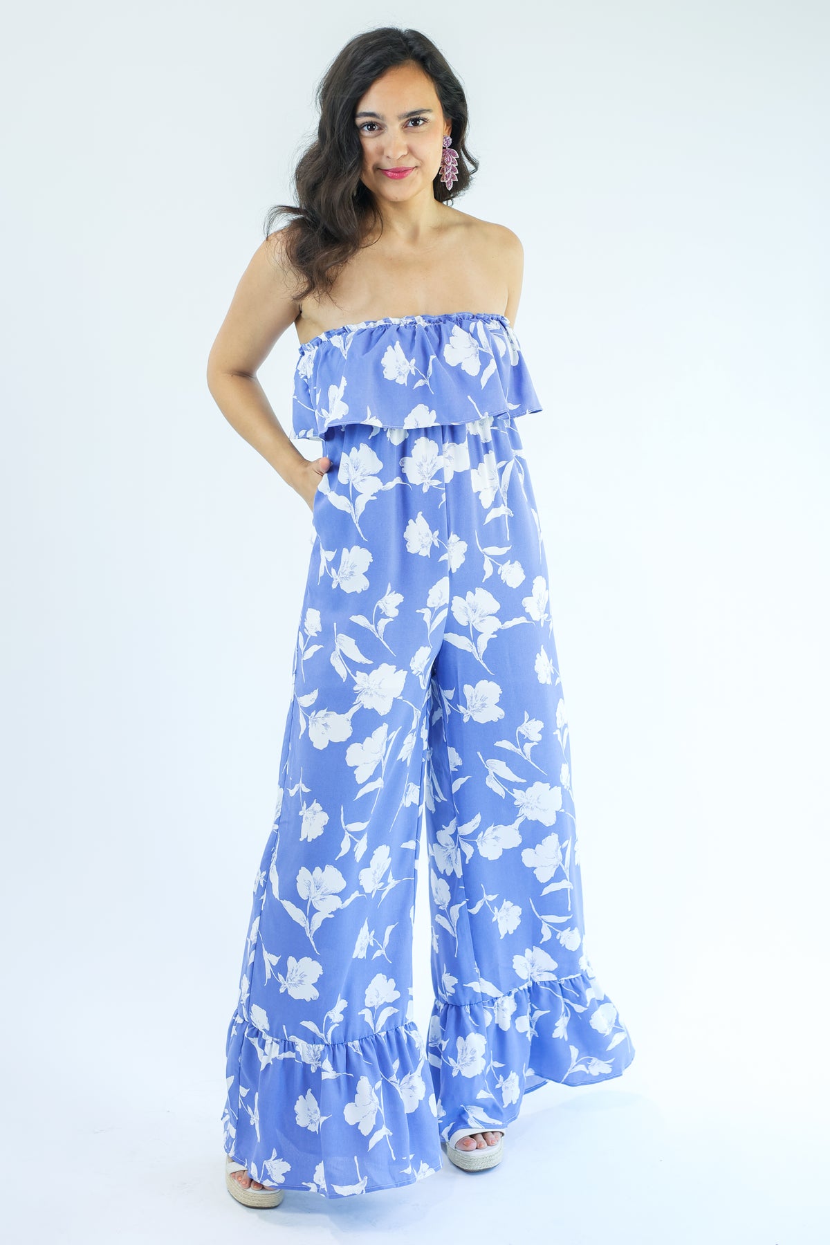 Epic Floral Jumpsuit In Blue