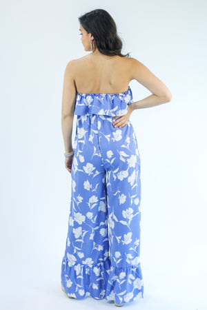 Epic Floral Jumpsuit In Blue