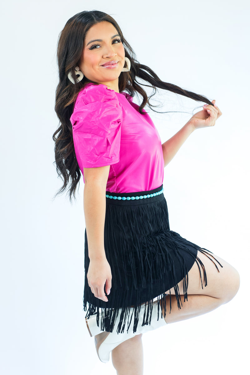 Down To Dance Fringe Skirt In Black