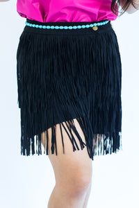 Down To Dance Fringe Skirt In Black