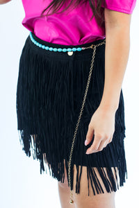 Down To Dance Fringe Skirt In Black