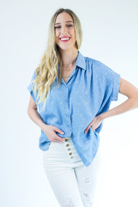 Be A Star Chambray Top In Light Denim